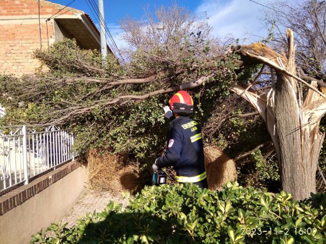 Las fuertes rachas de viento dejan hasta el momento un total de 36 incidencias en Lorca