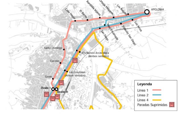 El próximo 18 de junio entrarán en funcionamiento las nuevas paradas de autobús ubicadas en el Óvalo y el nuevo recorrido de la línea Apolonia  Almenara y Óvalo  Santa Quiteria