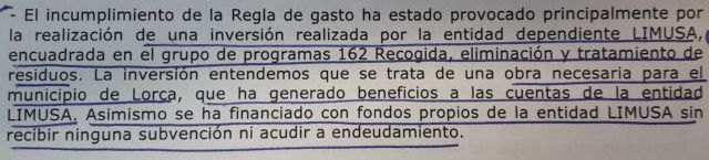 El PP anima al Sr Abellán a explicar que el ajuste solicitado por el gobierno de Pedro Sánchez se debe a las obras para construir el vaso de Limusa,