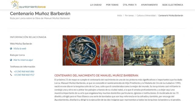 El Ayuntamiento de Lorca organiza una serie de actos para conmemorar el centenario del nacimiento del pintor lorquino Manuel Muñoz Barberán