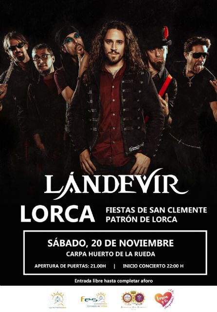 El Ayuntamiento de Lorca organiza junto a la Federación San Clemente para este próximo sábado, 20 de noviembre, el concierto gratuito de Lándevir