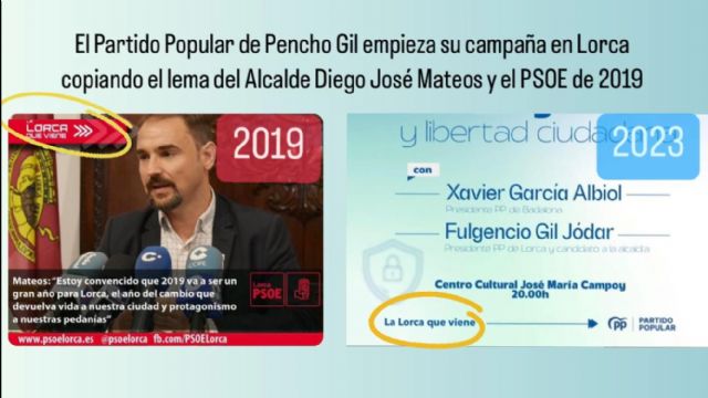 El PP de Fulgencio Gil se convierte en el hazmerreír de la Región al copiar el eslogan de la campaña de 2019 del alcalde Diego José Mateos