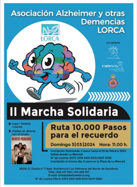 La Asociación Alzheimer y Otras Demencias Lorca organiza la II marcha solidaria 'una ruta para el recuerdo'