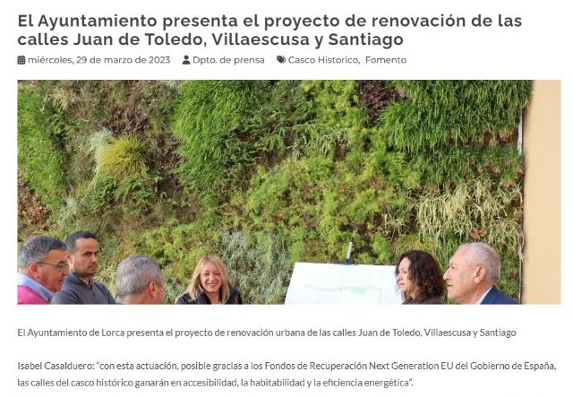 Fulgencio Gil sigue viviendo de los proyectos planteados desde el equipo de gobierno de Diego José Mateos con la renovación de las calles Juan de Toledo, Villaescusa y Santiago