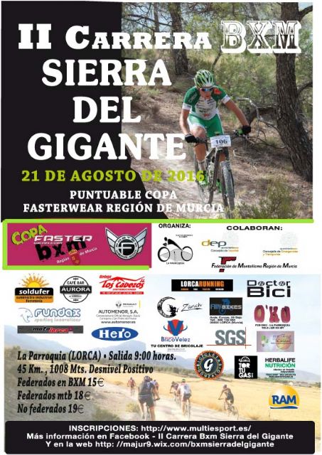 La Parroquia acoge este domingo la II Carrera BXM 'Sierra del Gigante' enmarcada dentro de la Copa Fasterwear de la Región de Murcia