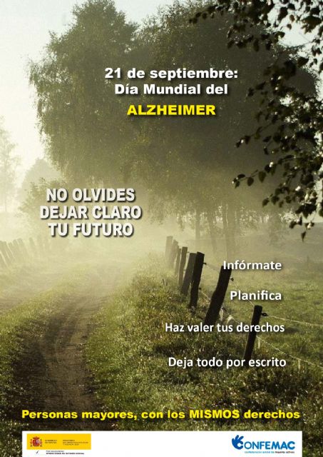 El Ayuntamiento de Lorca conmemora el Día Mundial del Alzheimer bajo el lema 'No olvides dejar claro tu futuro'