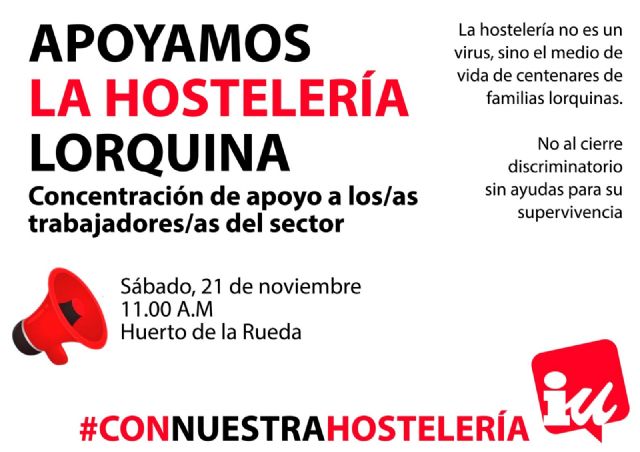 IU Lorca exigirá en el Pleno las ayudas directas para la hostelería y anima al sector a movilizarse