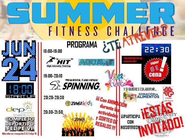 El Complejo Deportivo Felipe VI acoge el próximo viernes con motivo del comienzo del verano el I Summer Fitness Challenge