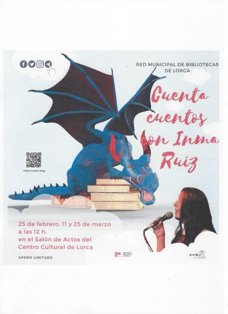 La Red Municipal de Bibliotecas de Lorca organiza la actividad infantil 'Cuentacuentos con Inma Ruiz' los sábados 25 de febrero, 11 y 25 de marzo