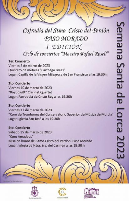 El Paso Morado organiza la I edición del Ciclo de Conciertos 'Maestro Rafael Rosell' con cuatro recitales en las iglesias de San Francisco, Cristo Rey, San José y El Carmen