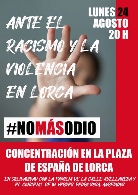 IU-Verdes Lorca participará en una concentración en repulsa por la agresión contra una familia marroquí y el concejal Pedro Sosa