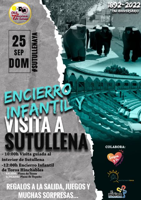 El próximo domingo, 25 de septiembre, tendrá lugar el tradicional 'Encierro Infantil' y una visita guiada por el Coso de Sutullena