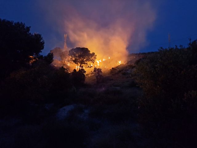 Un incendio arrasa unos 2.500 metros cuadrados de monte bajo y pinos en Carraclaca en Lorca