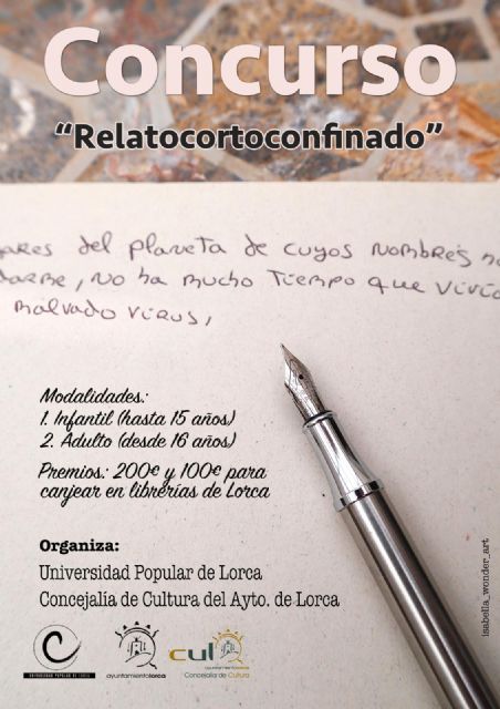 La concejalía de Cultura pone en marcha el concurso 'RelatoCortoConfinado' en el que poder plasmar cómo están siendo los días de confinamiento