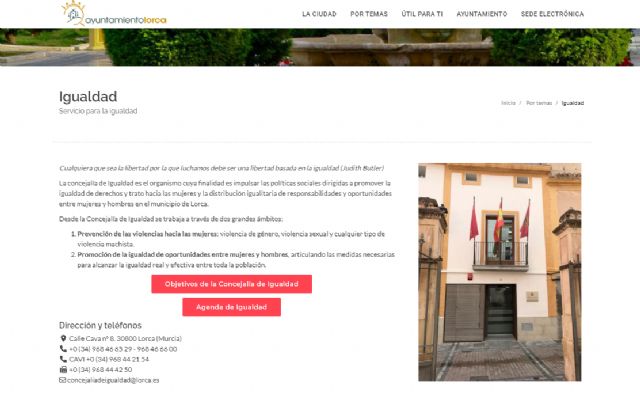 La concejalía de Igualdad renueva su página web con un diseño más accesible e intuitivo para facilitar el acceso