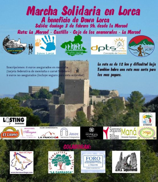 La Asociación Senderismo Solidario celebrará el próximo domingo una marcha solidaria al Cejo de los Enamorados a favor de  Down Lorca